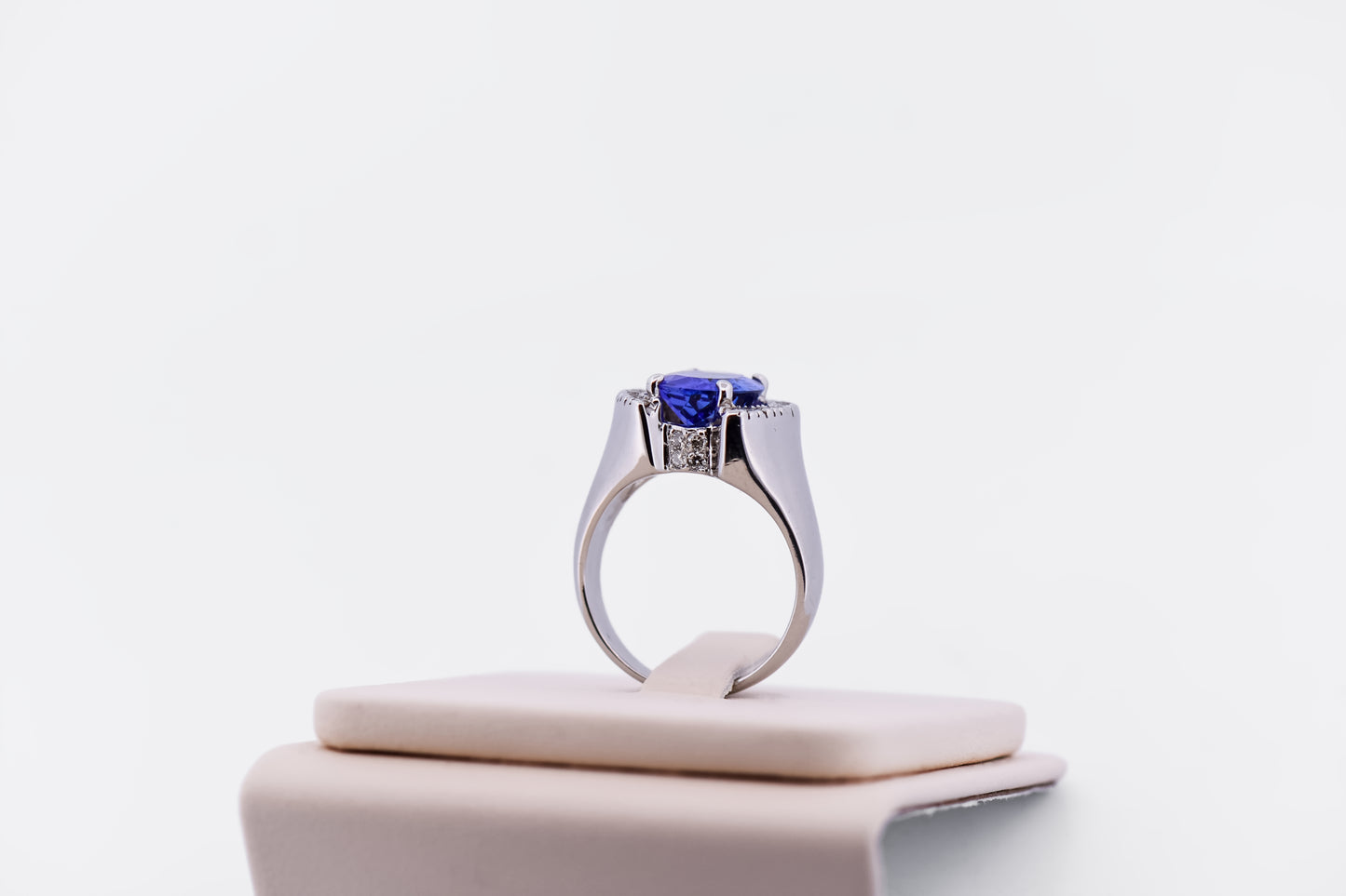 Estate Low-Profile White Gold Ring with 3.74ct Tanzanite