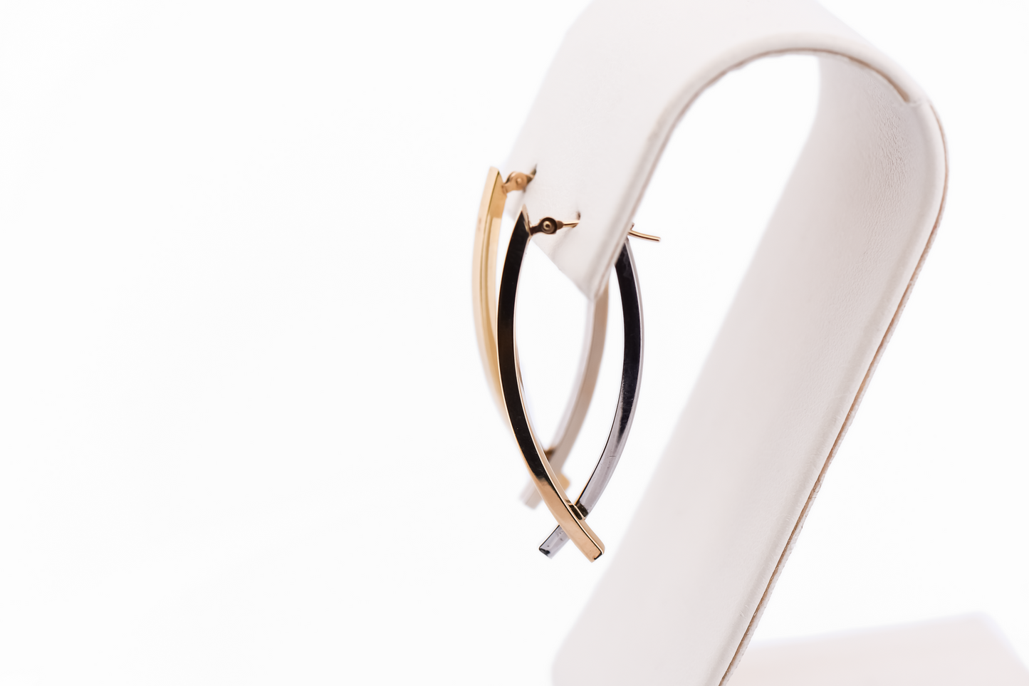 Estate Modern Two-Tone Gold Hoop Earrings