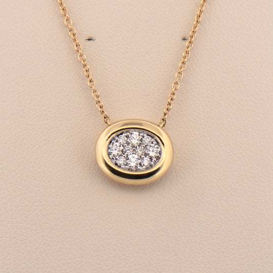 Estate Oval Pendant with Pave Diamonds