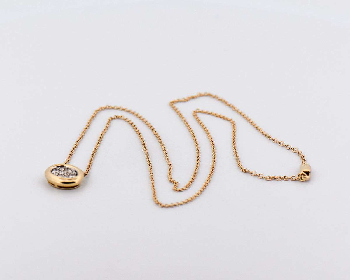 Estate Oval Pendant with Pave Diamonds