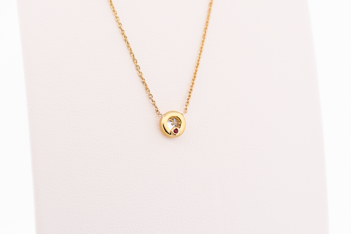 Estate Roberto Coin Bezel-Set Diamond Solitaire Necklace 18k