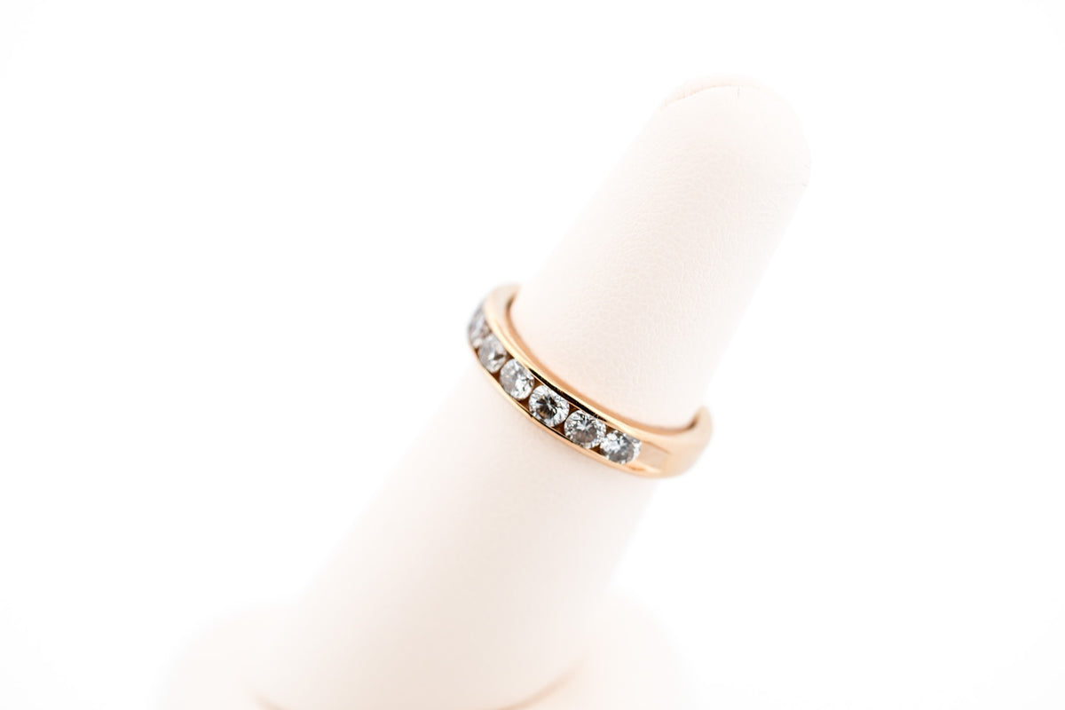 Estate Yellow Gold Channel Set Diamond Wedding Band