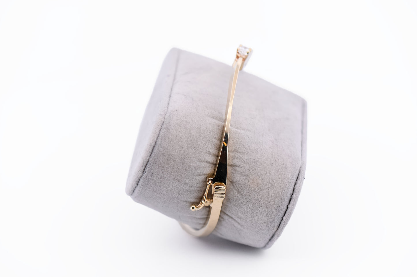 Estate Yellow Gold & Oval Diamond Bracelet - Hinged Cuff