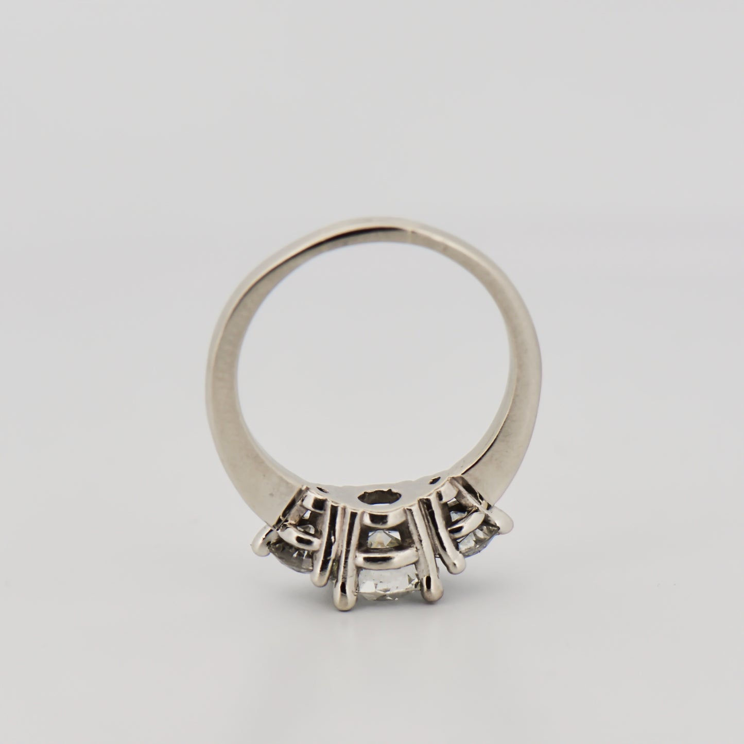 European Cut Three-Stone Diamond Engagment Ring