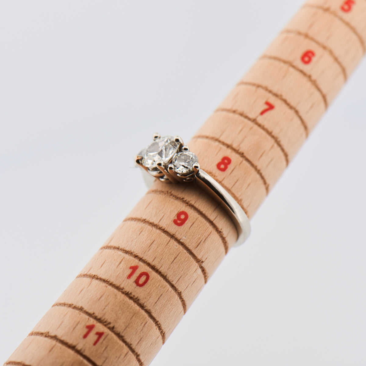 European Cut Three-Stone Diamond Engagment Ring