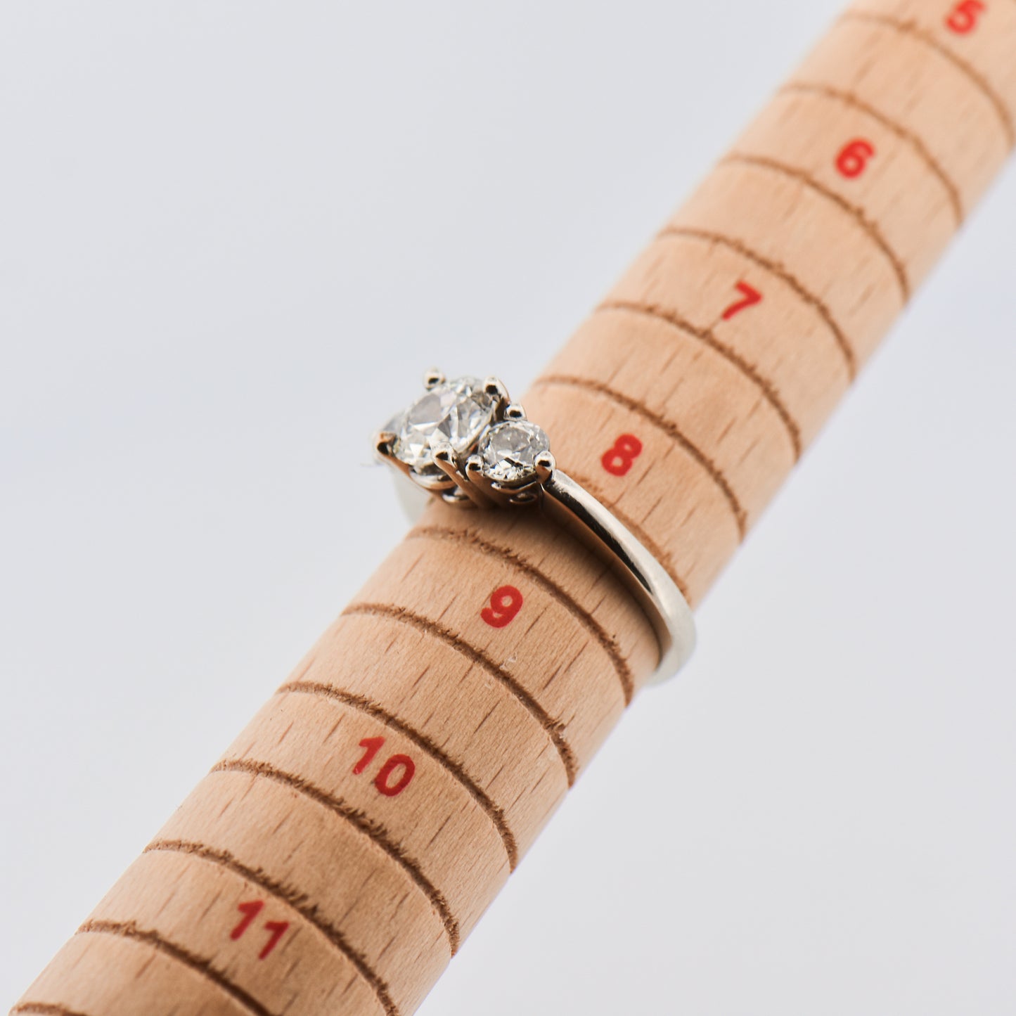 European Cut Three-Stone Diamond Engagment Ring