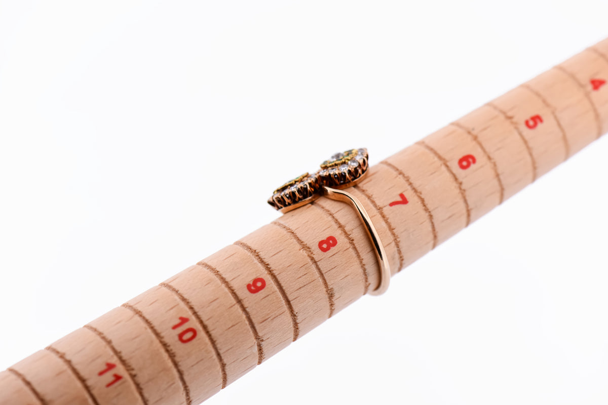 Exceptional Antique Demantoid Green Garnet & Diamond Toi et Moi Ring