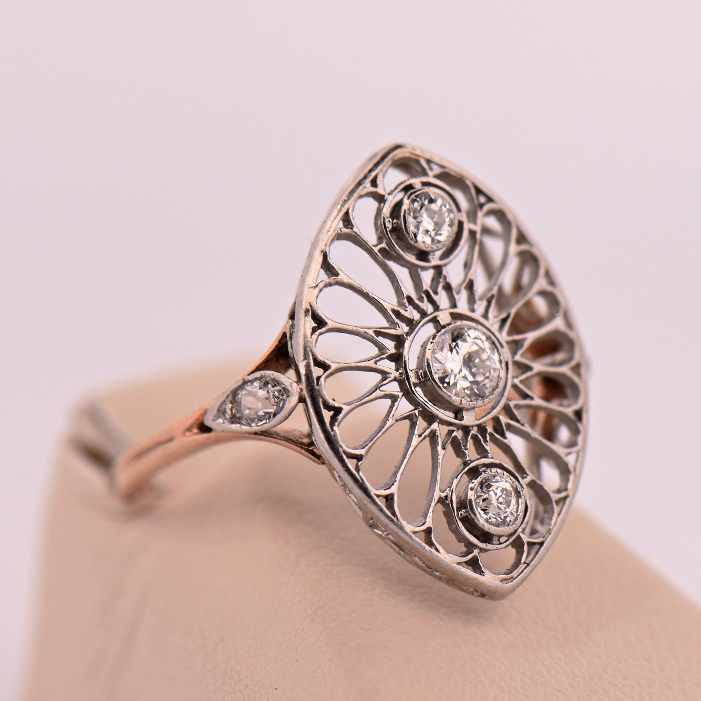 Belle Epoque Diamond Filigree Navette Ring
