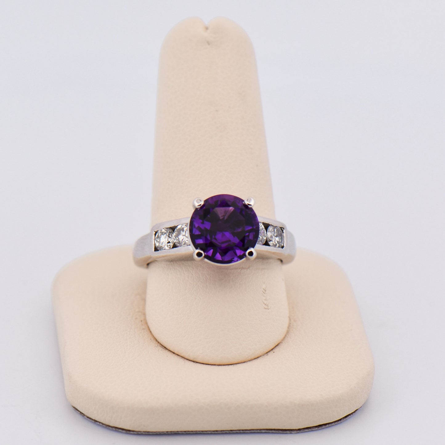 Fine Quality Round Amethyst Engagement Ring