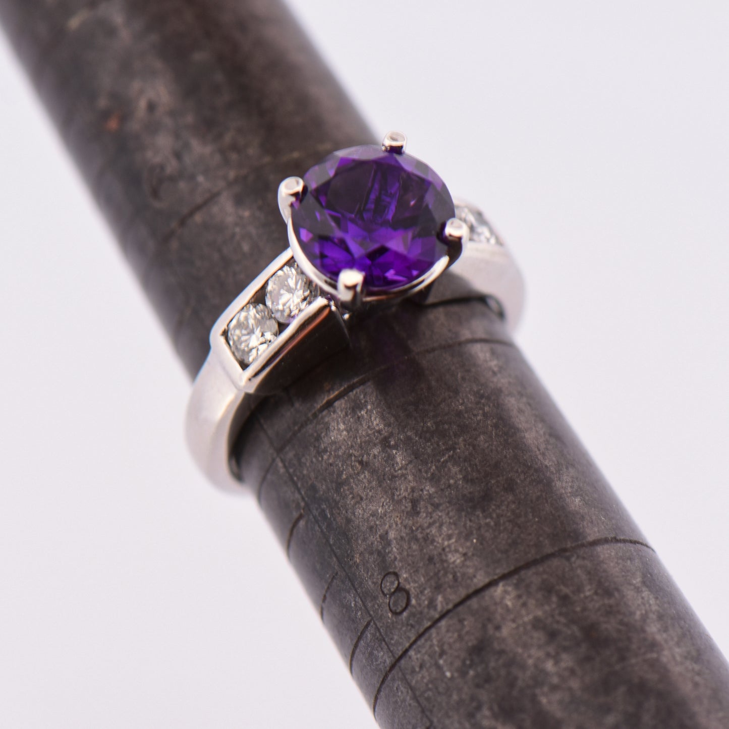 Fine Quality Round Amethyst Engagement Ring