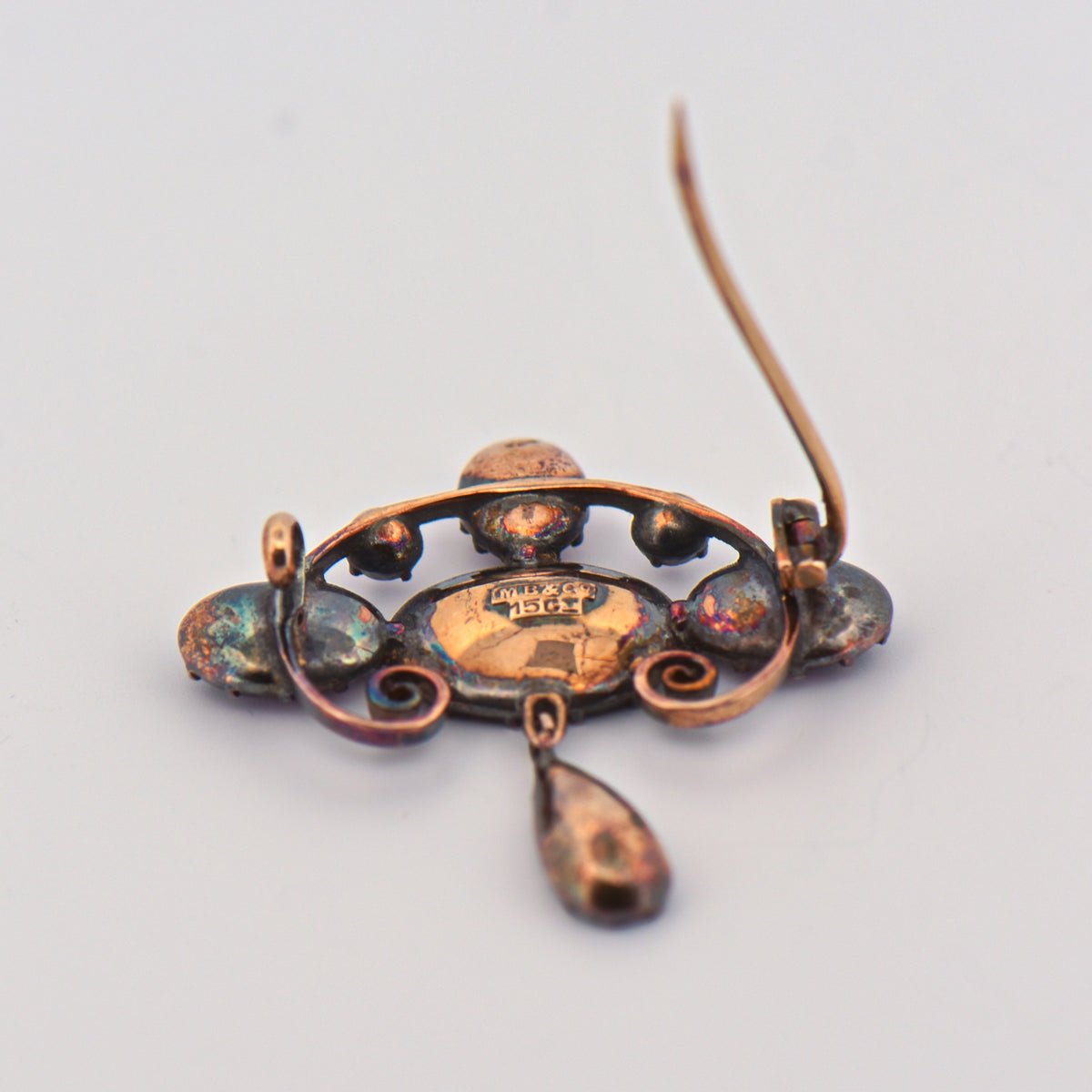 Art Nouveau Murrle Bennet Foil-Backed Garnet Brooch