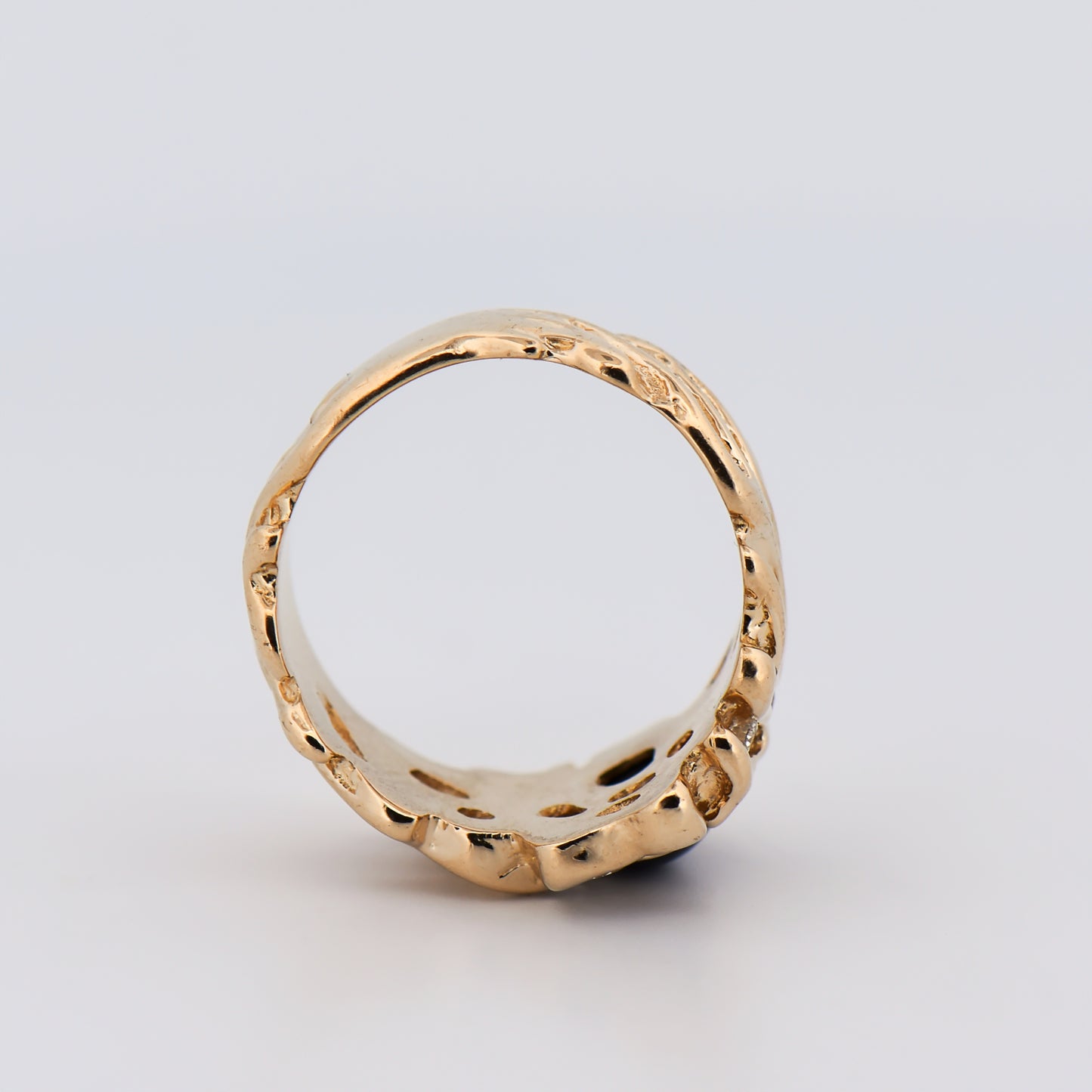 Freeform Gents Ring with Black Star Sapphire & Diamonds