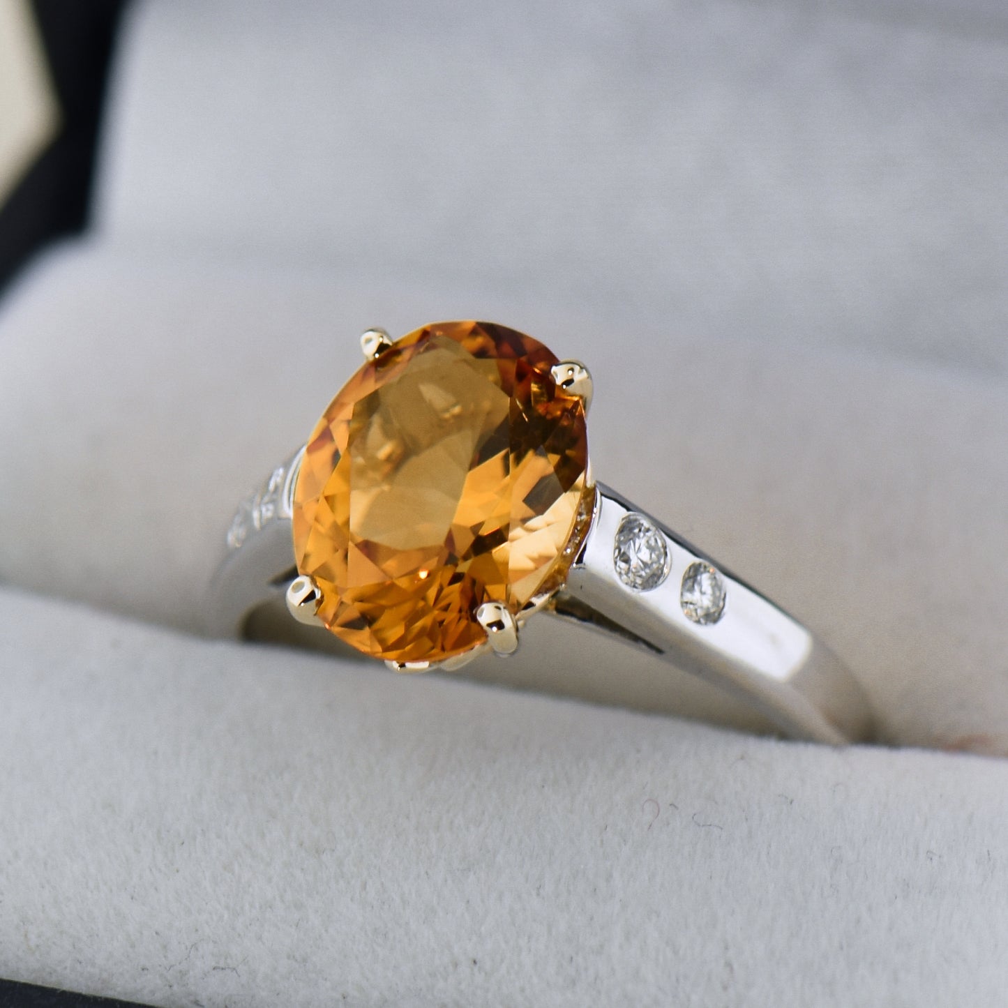 Fantastic Golden Citrine & Diamond Ring