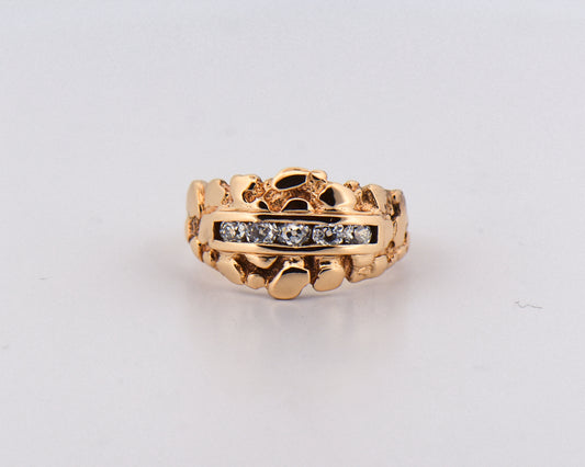 Gent's Nugget Style Wedding Band with Diamonds