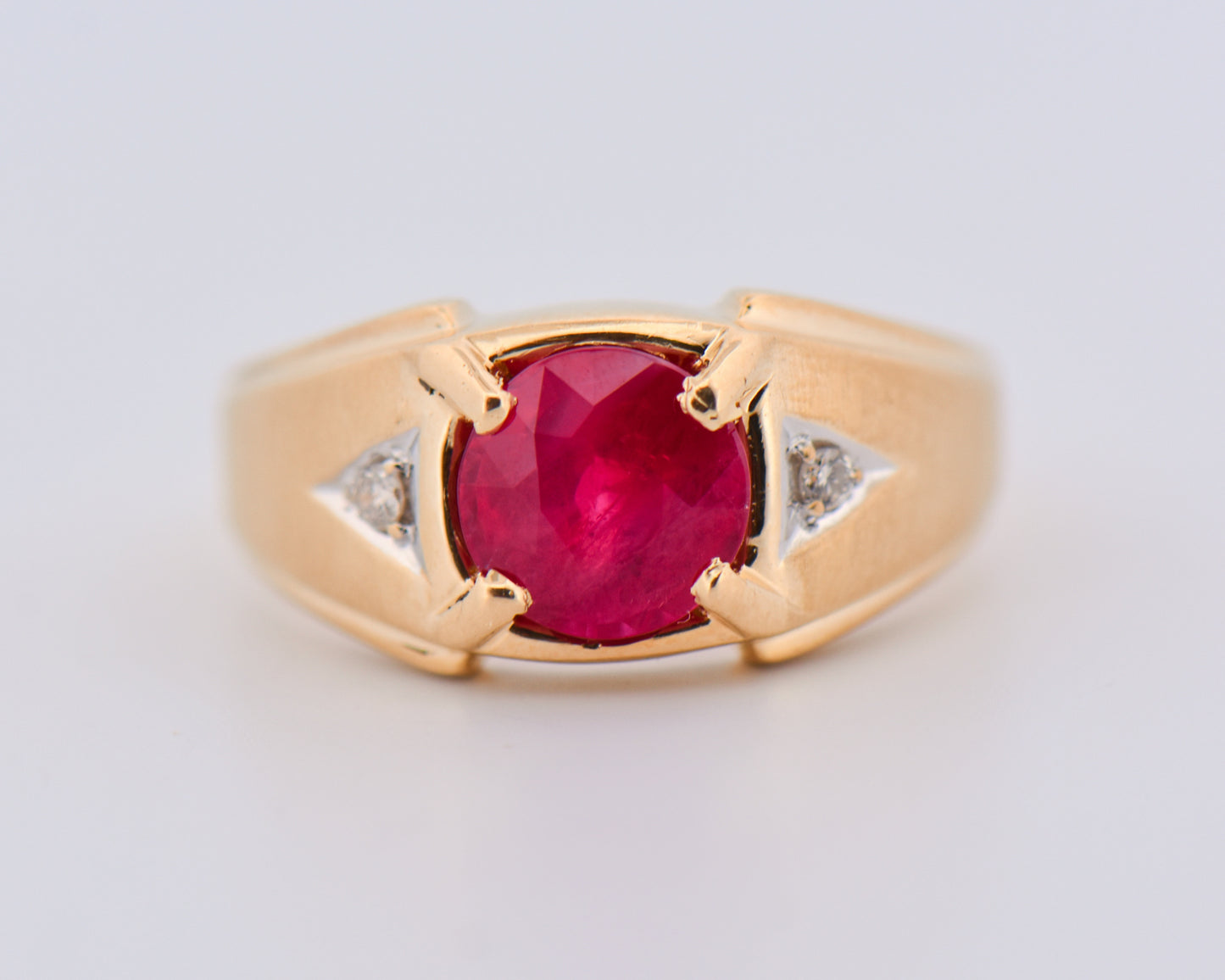 Vintage Gold Gents Ring with Large Natural Ruby