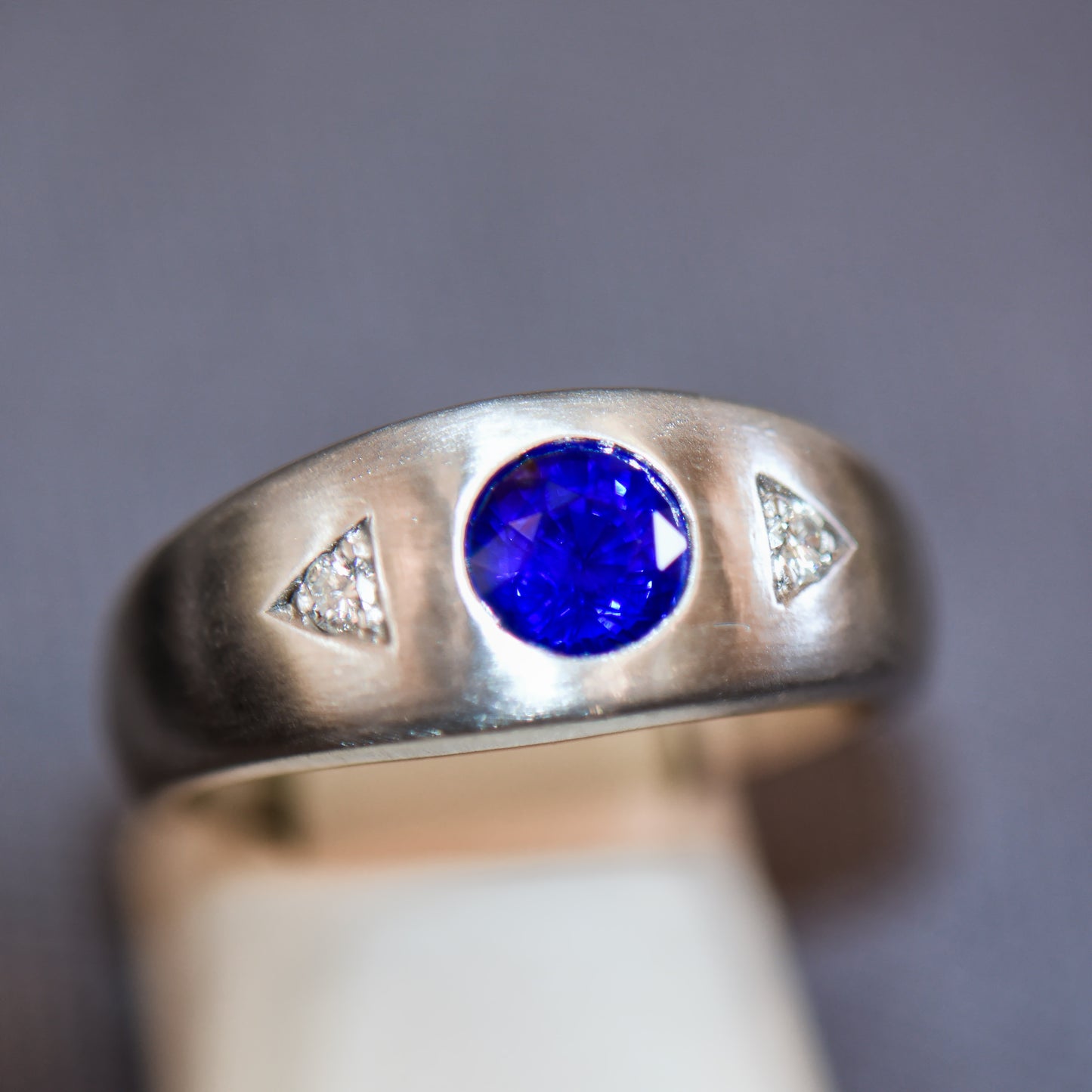 Gent's Blue Sapphire and Diamond Ring