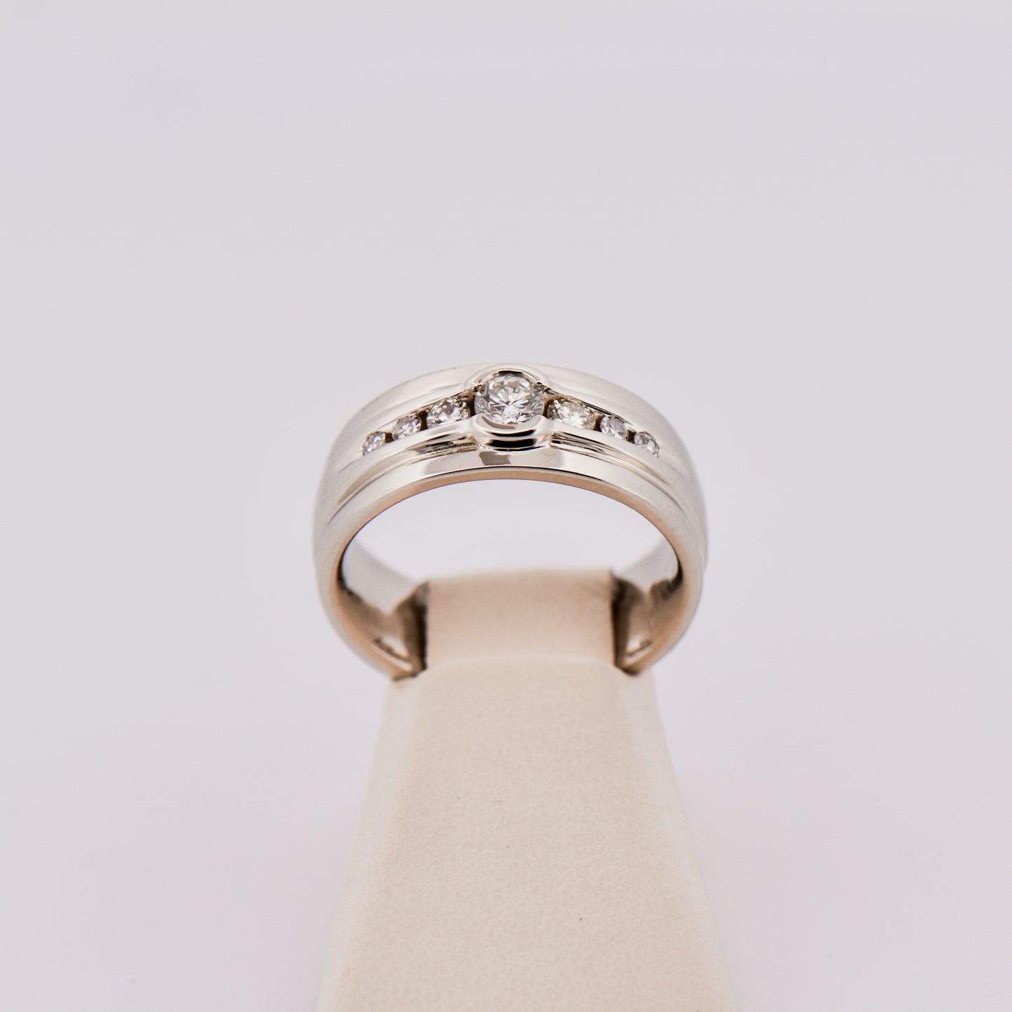 Men's 14k White Gold Diamond Comfort Fit Wedding Band