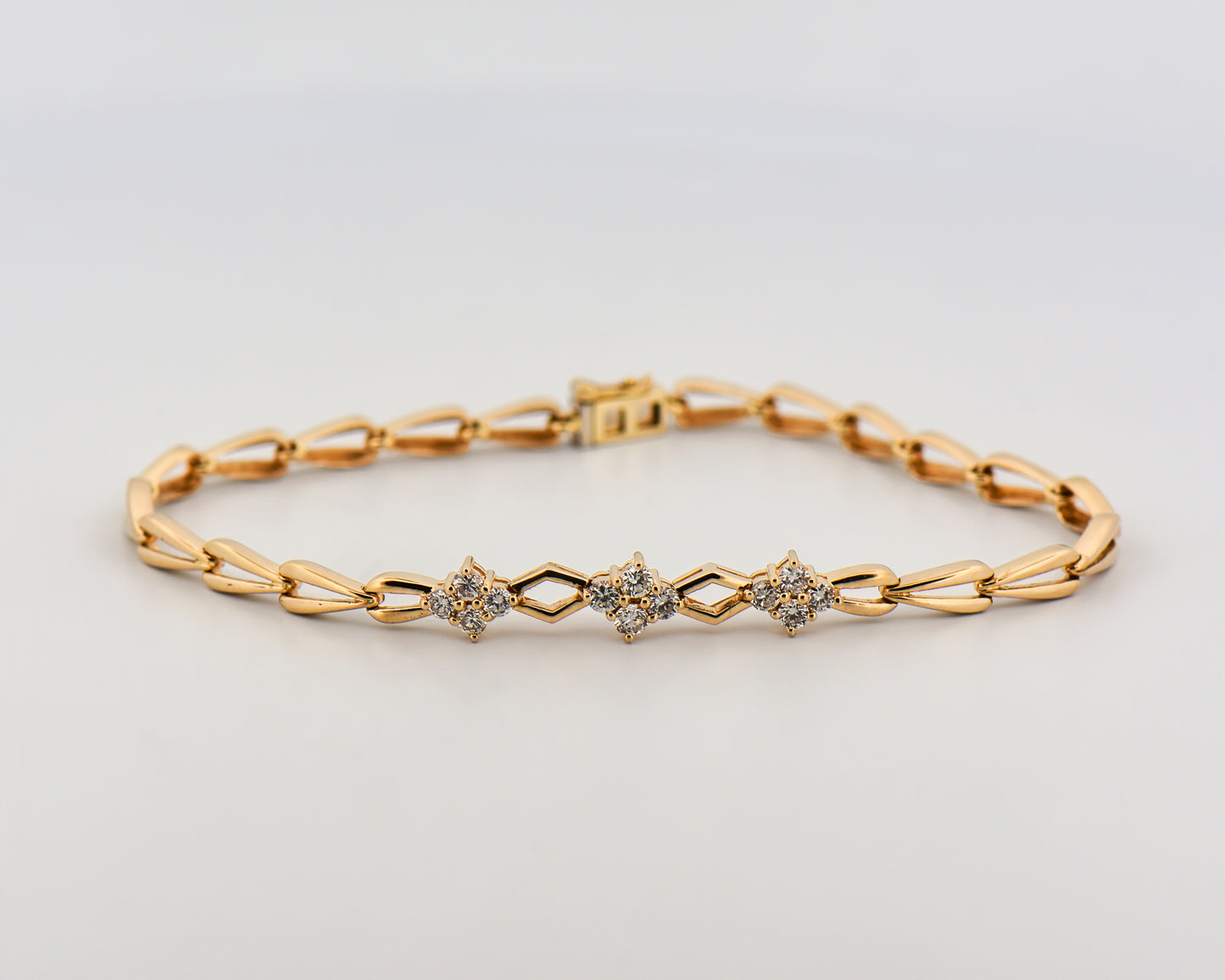 Geometric Gold and Diamond Link Bracelet