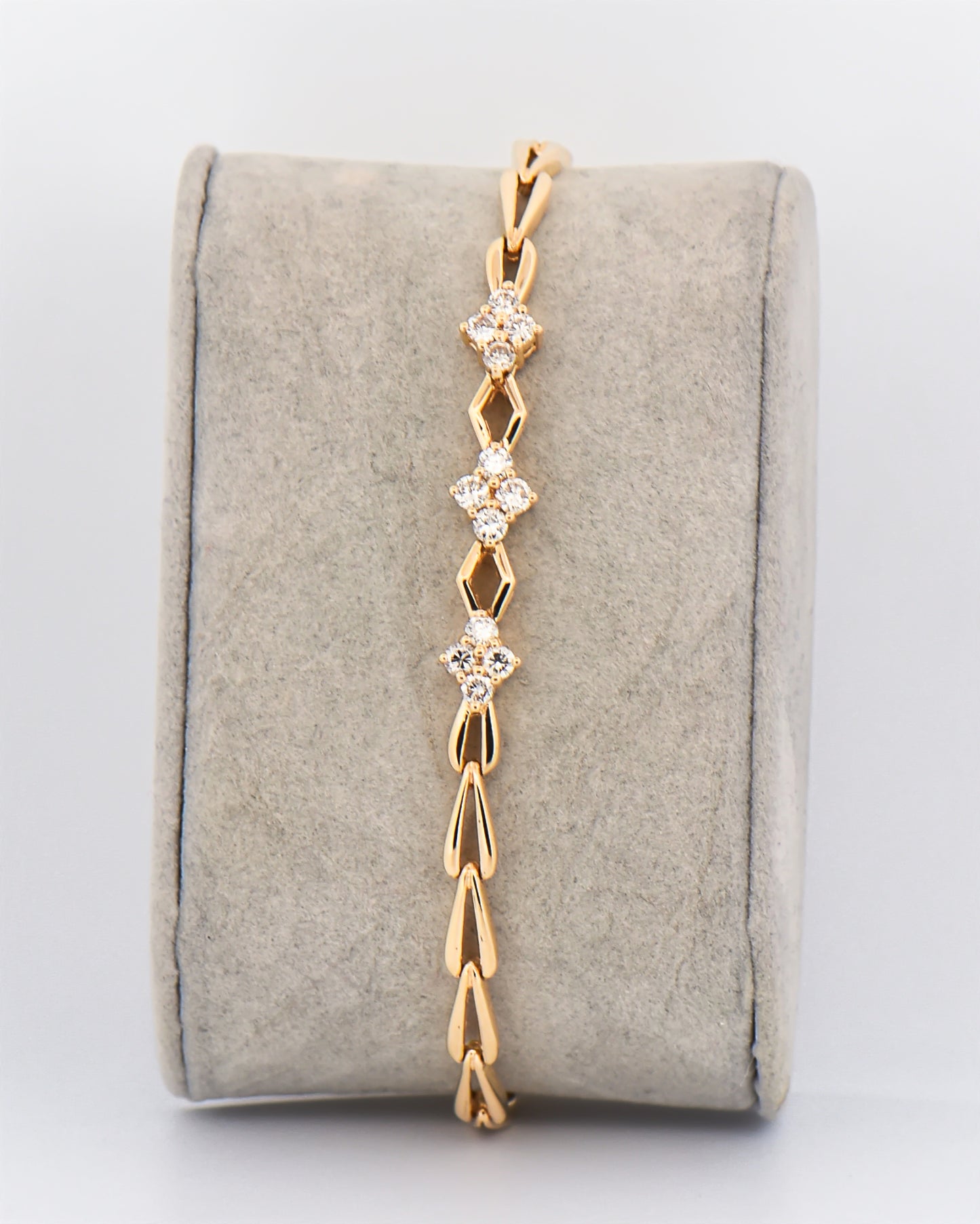 Geometric Gold and Diamond Link Bracelet