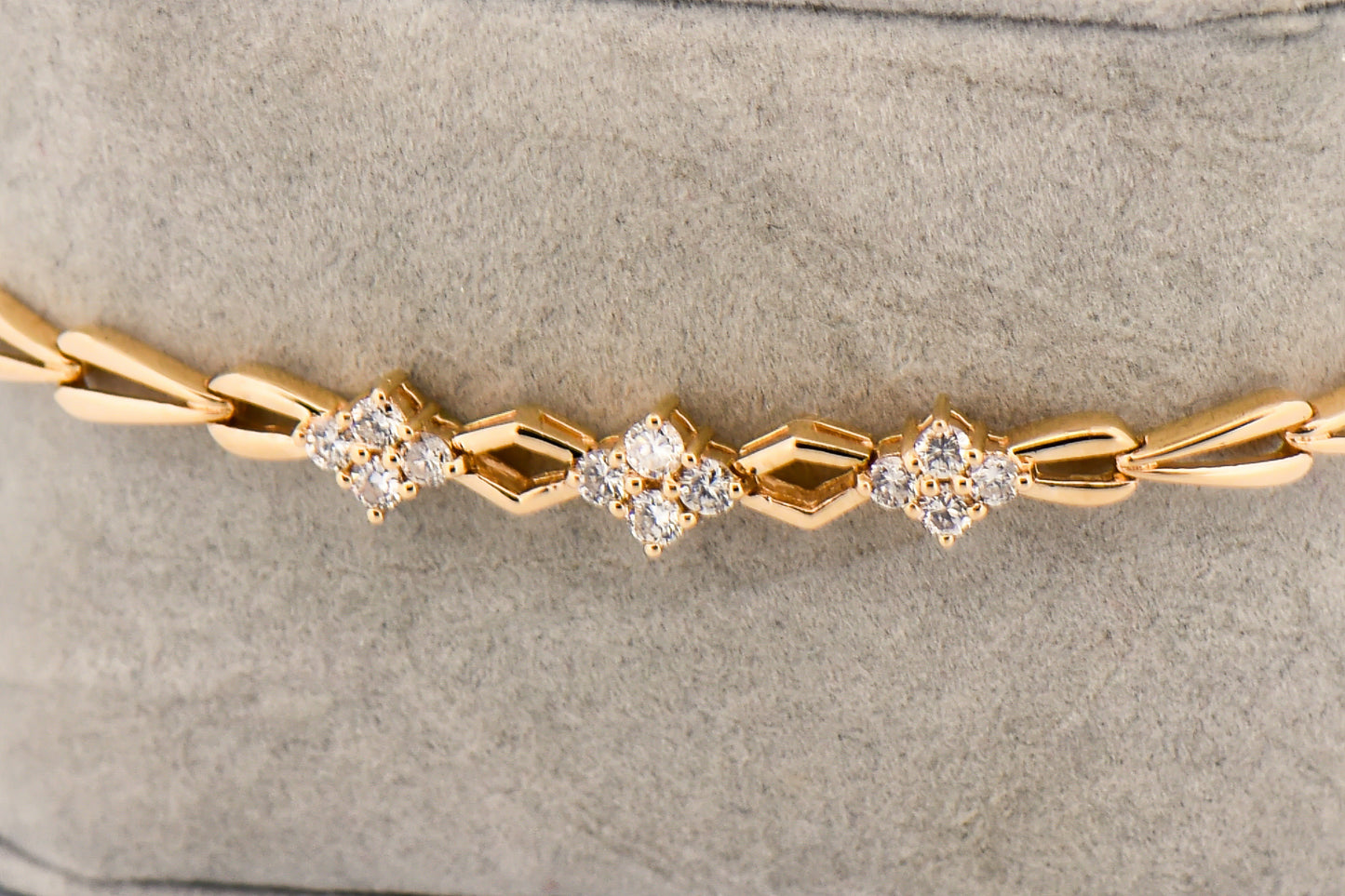 Geometric Gold and Diamond Link Bracelet