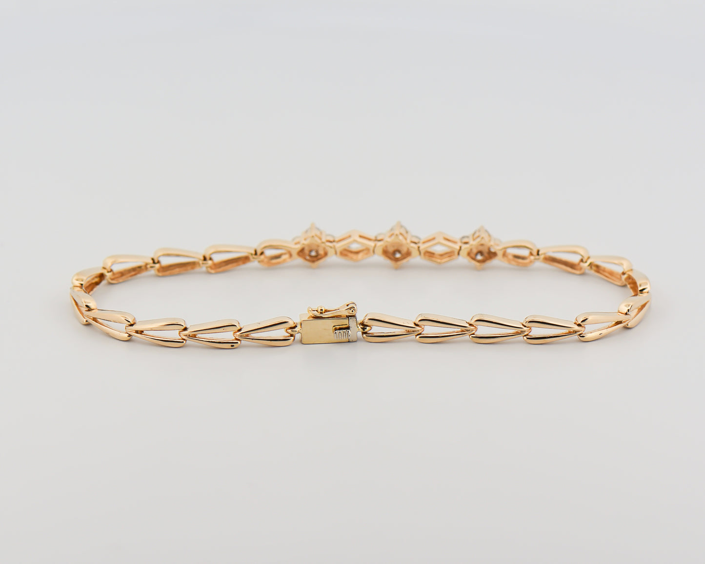 Geometric Gold and Diamond Link Bracelet