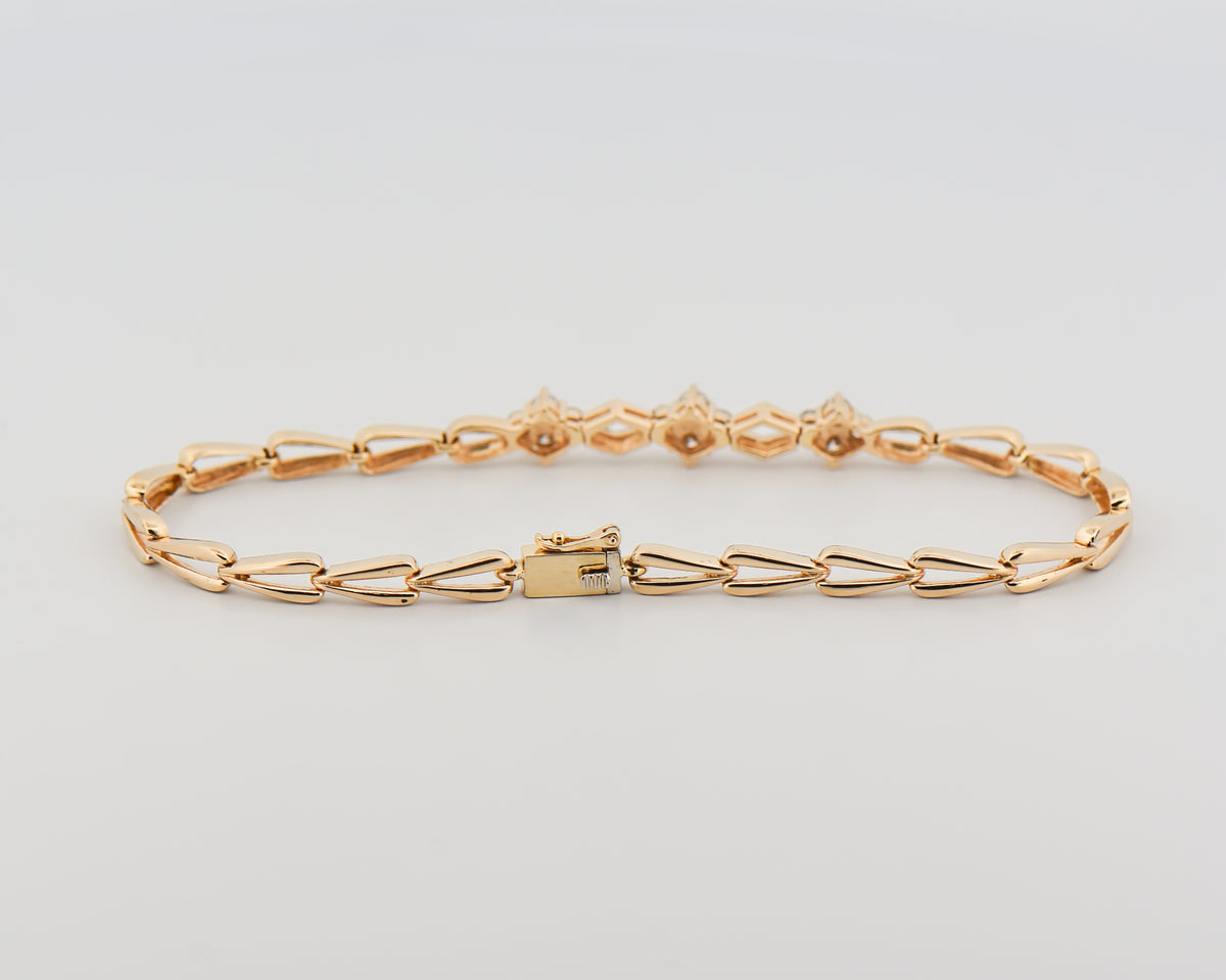 Geometric Gold and Diamond Link Bracelet