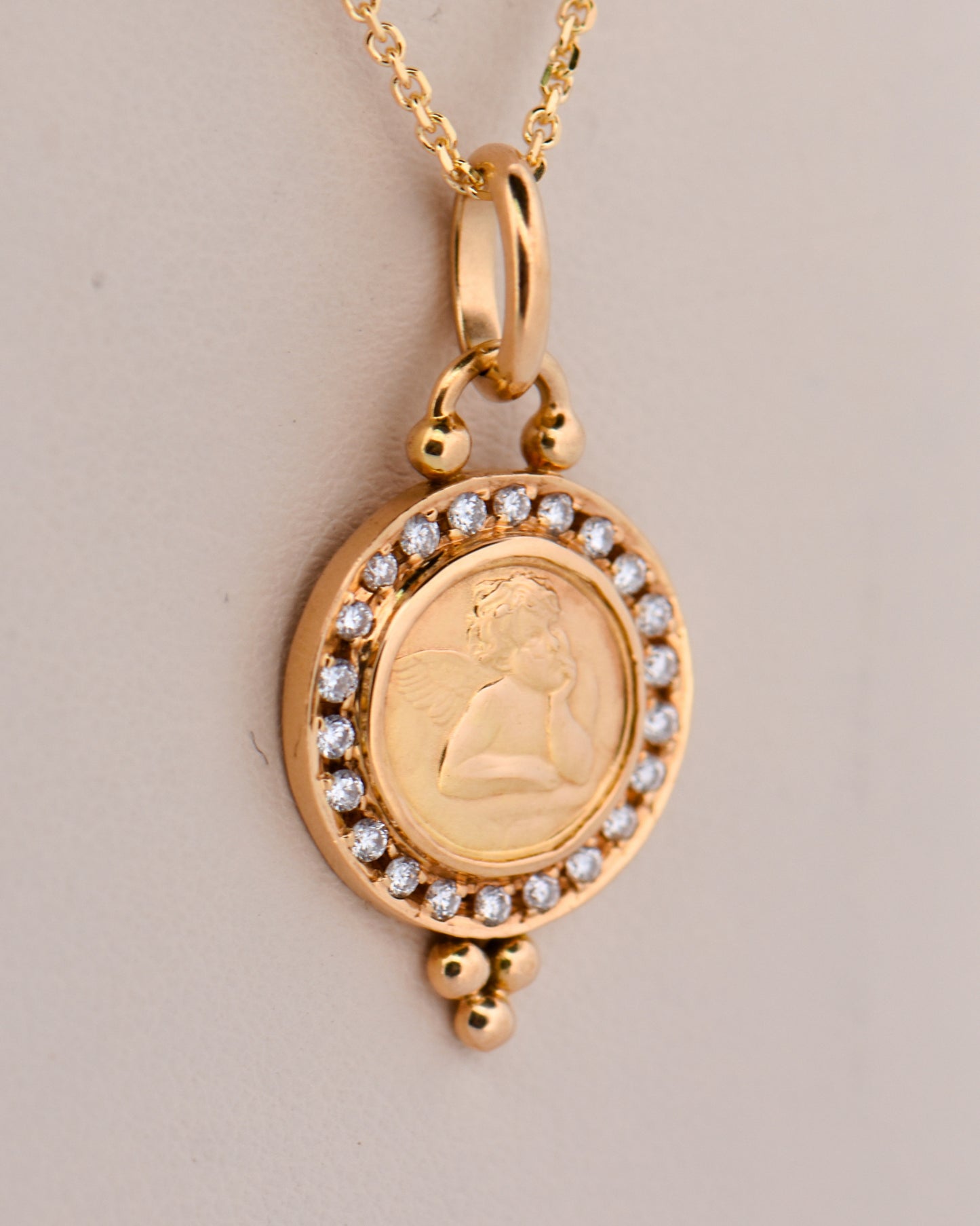 Estate 18k Temple St Clair Angel Pendant with Diamonds