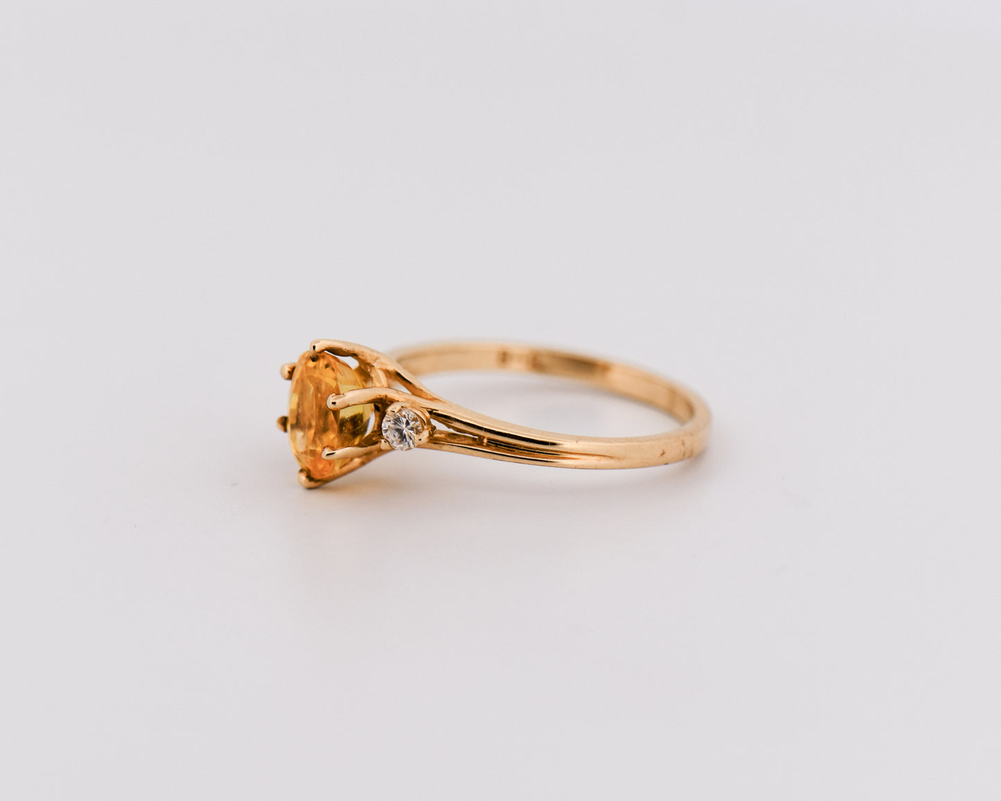 Vintage Yellow Sapphire & Diamond 3-Stone Ring