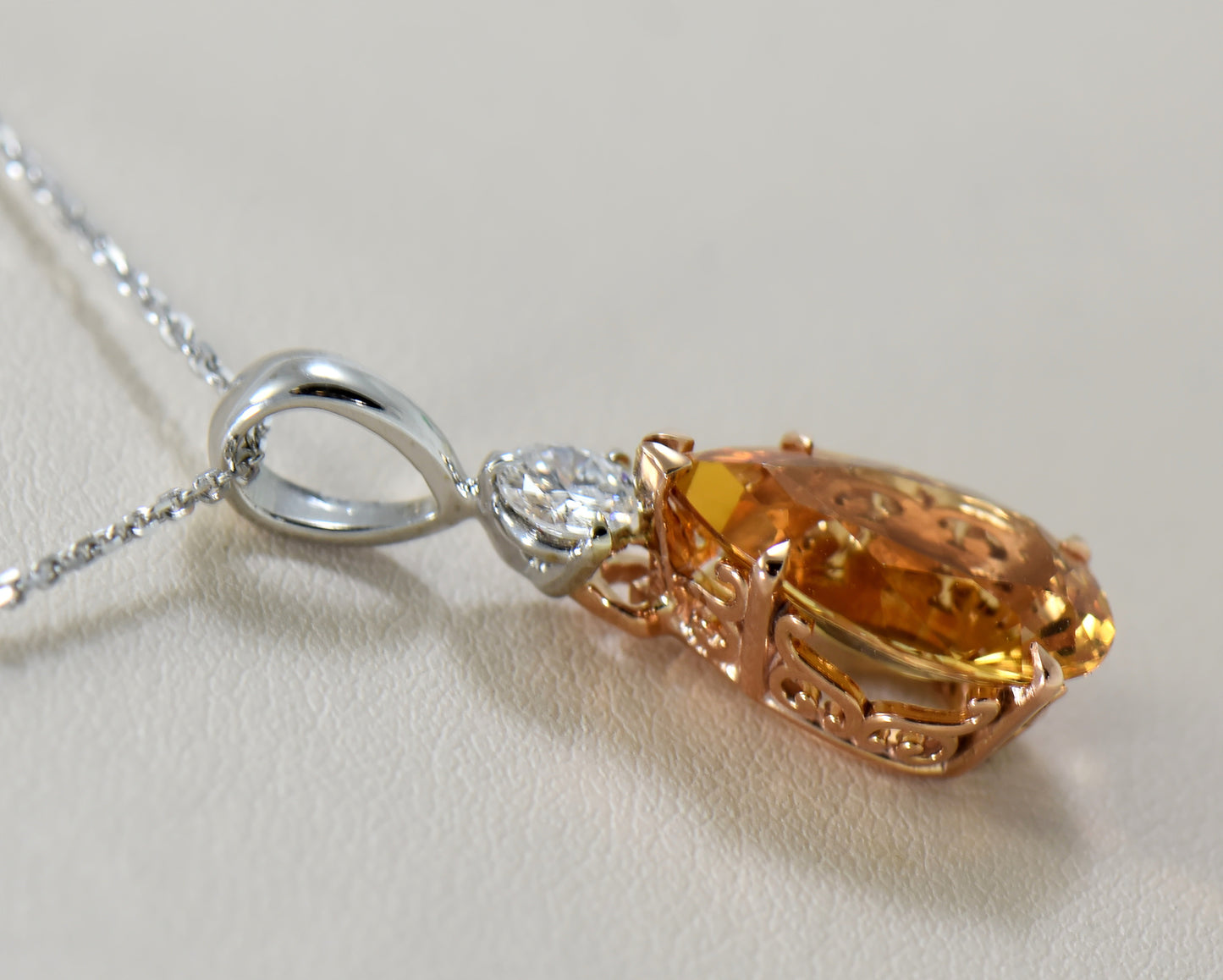 Gorgeous Golden Imperial Topaz & Diamond Pendant