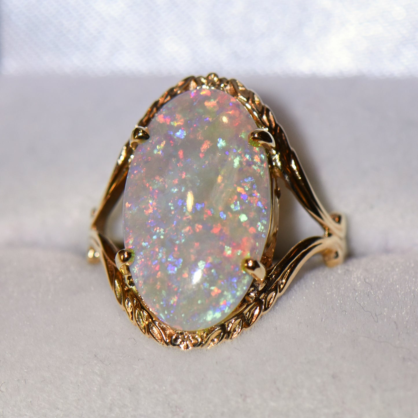 Estate Opal Cocktail Ring with Large Grey Base Australian Opal