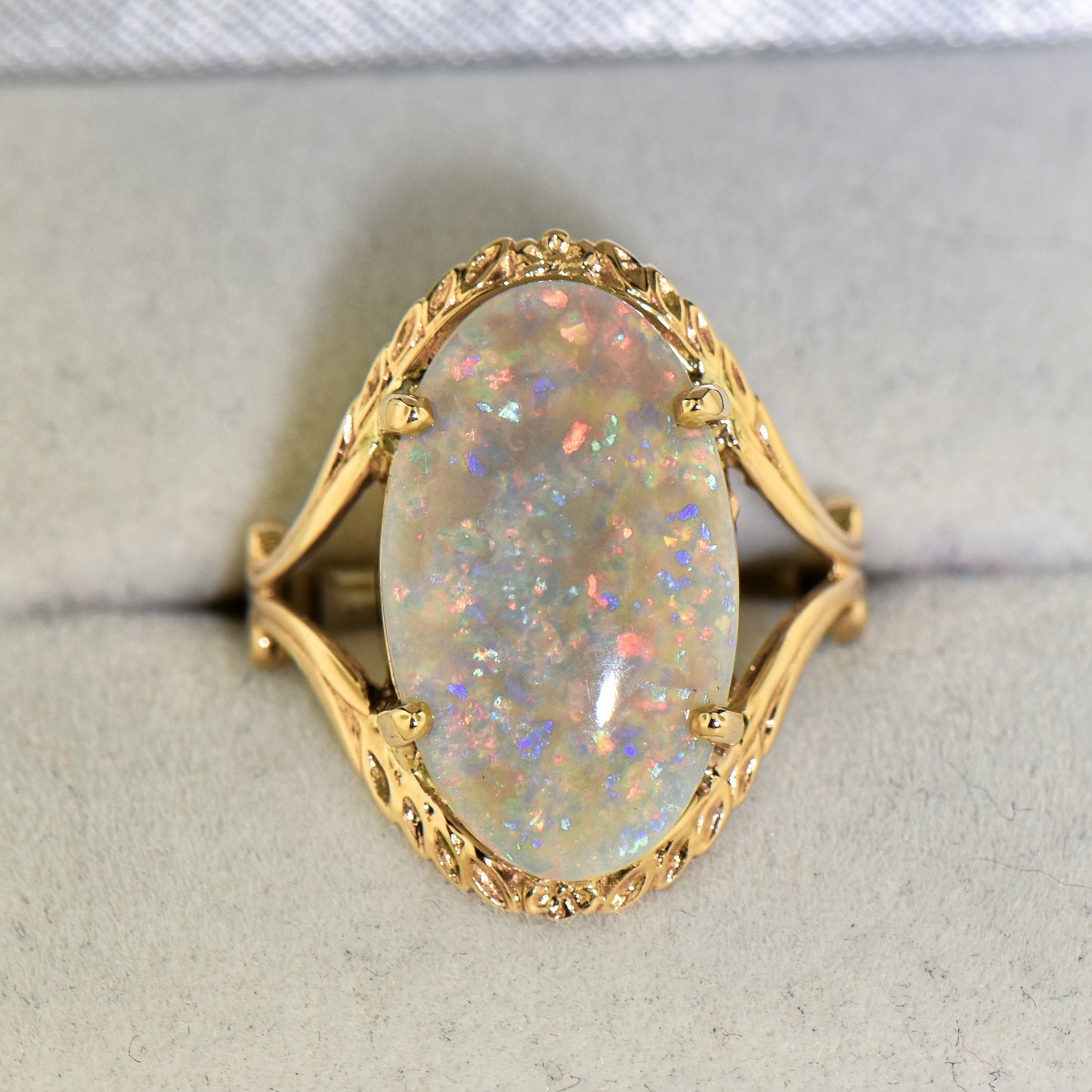 Estate Opal Cocktail Ring with Large Grey Base Australian Opal