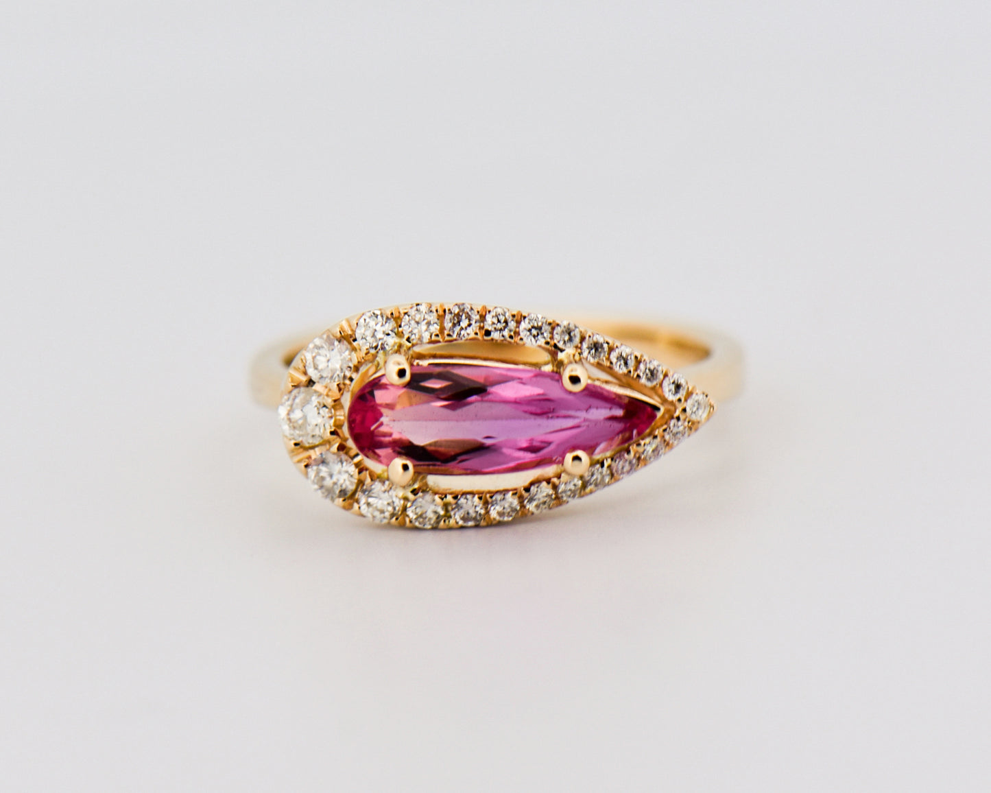 Imperial Topaz and Diamond Halo Ring in Yellow Gold