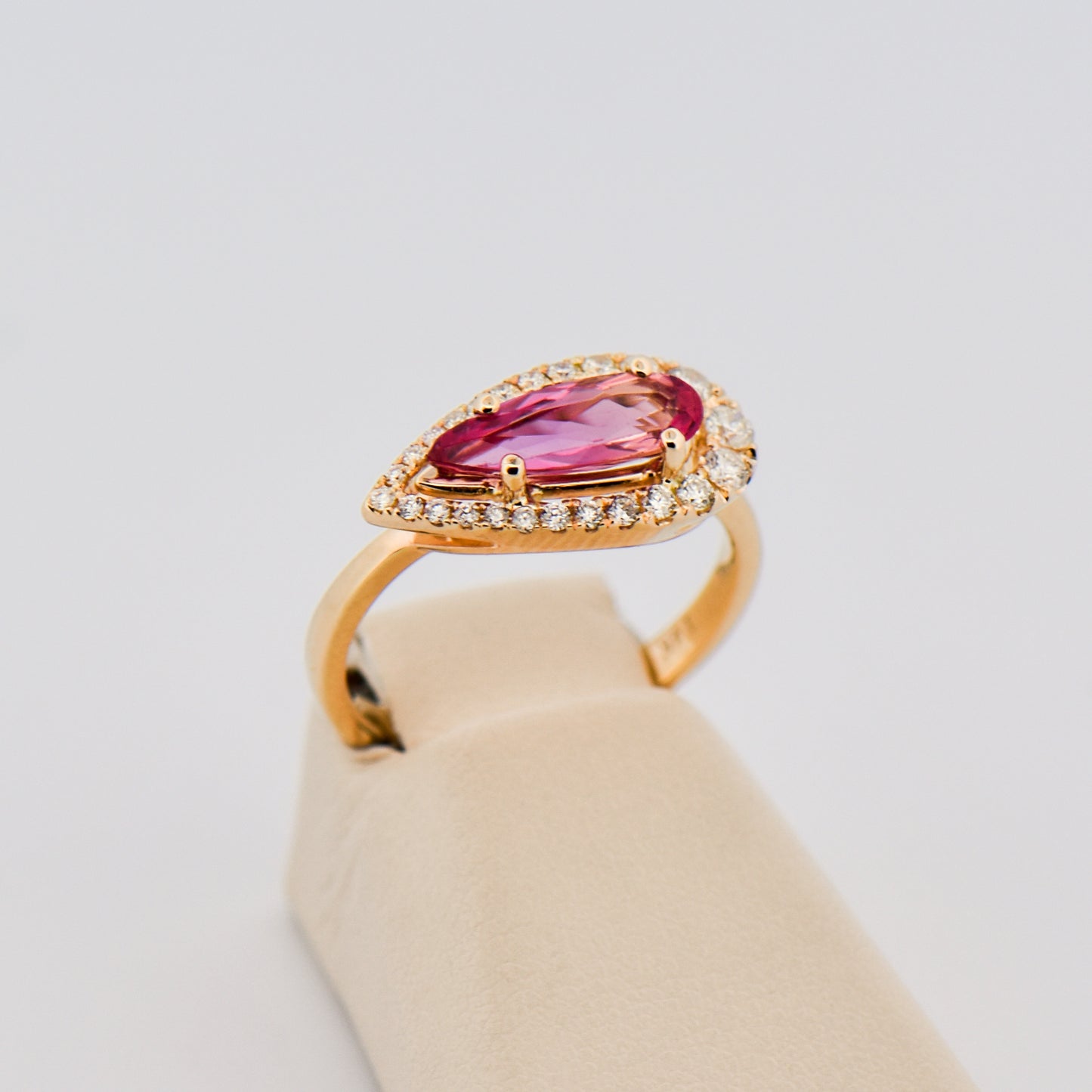 Imperial Topaz and Diamond Halo Ring in Yellow Gold