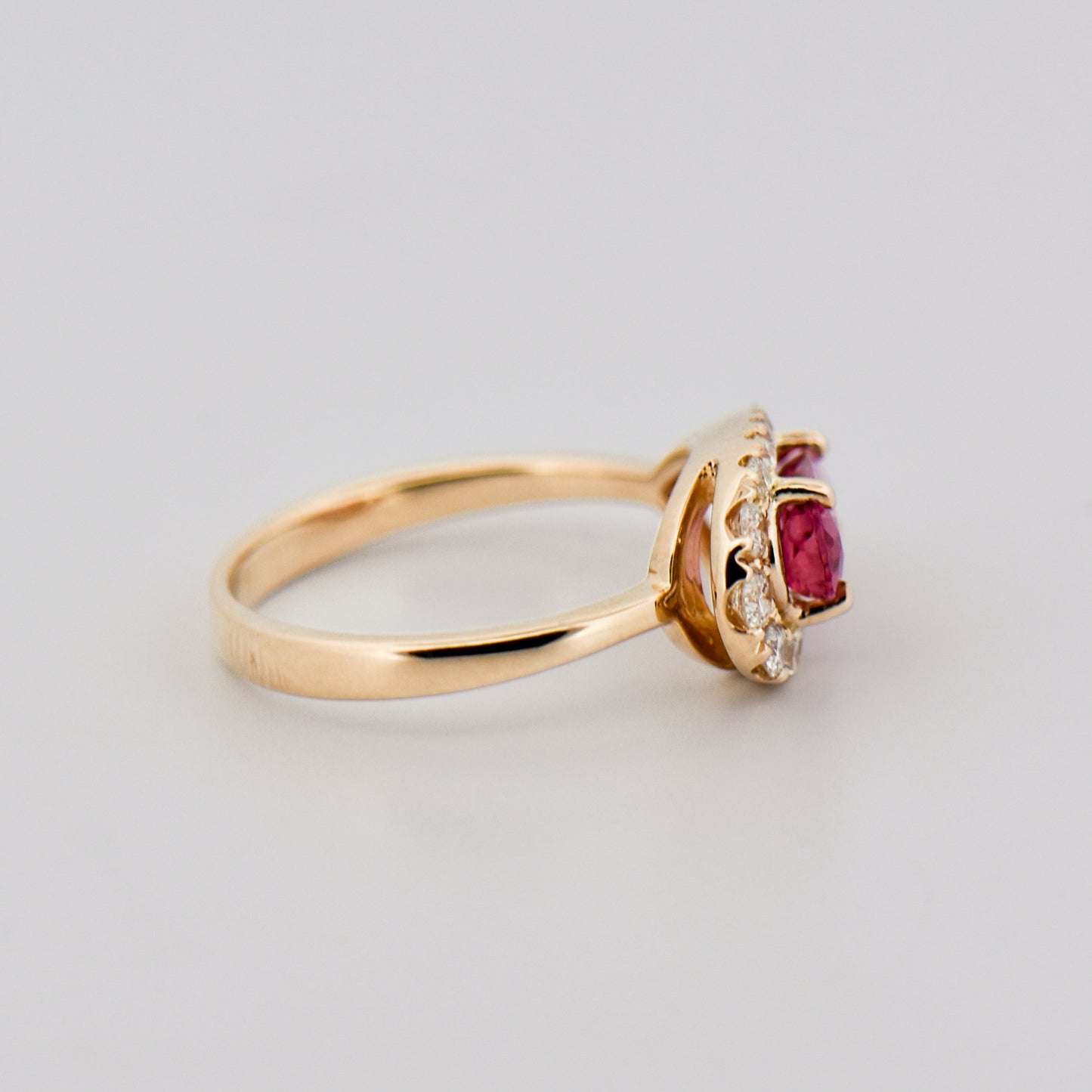 Imperial Topaz and Diamond Halo Ring in Yellow Gold