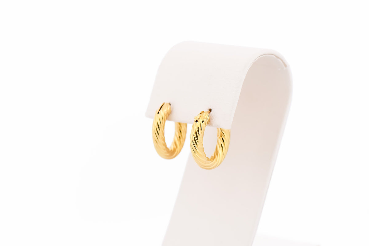 Italian 18k Yellow Gold Fancy Oval Hoop Earrings