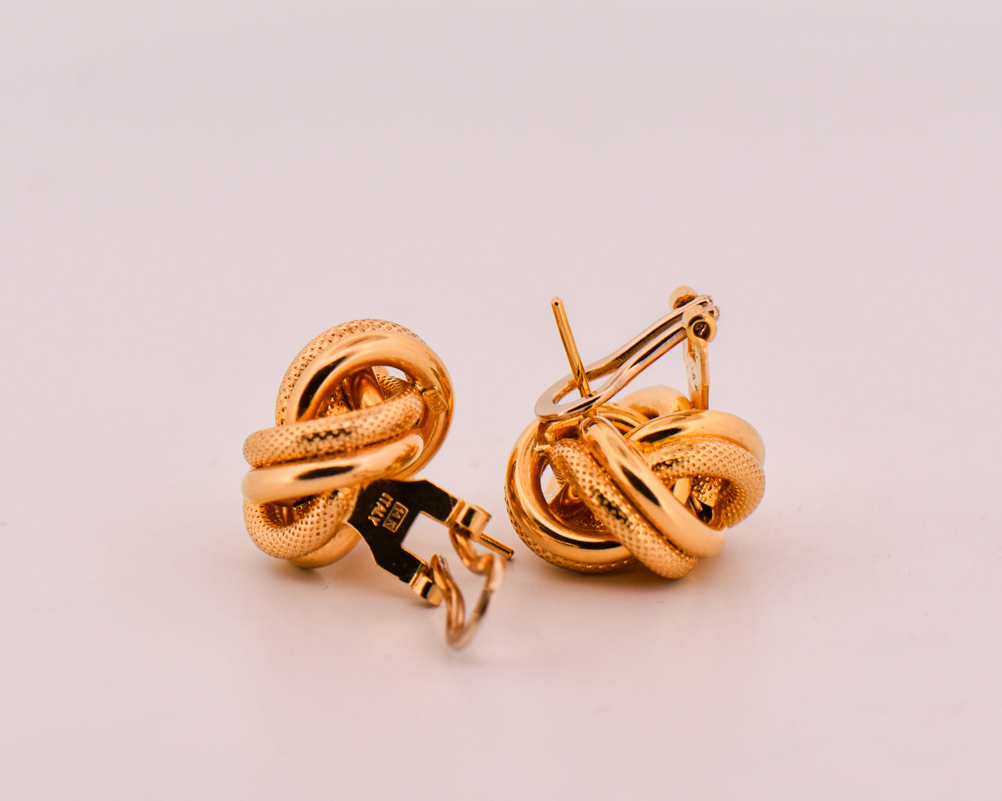 Italian Gold Love Knot Earrings with Omega Backs