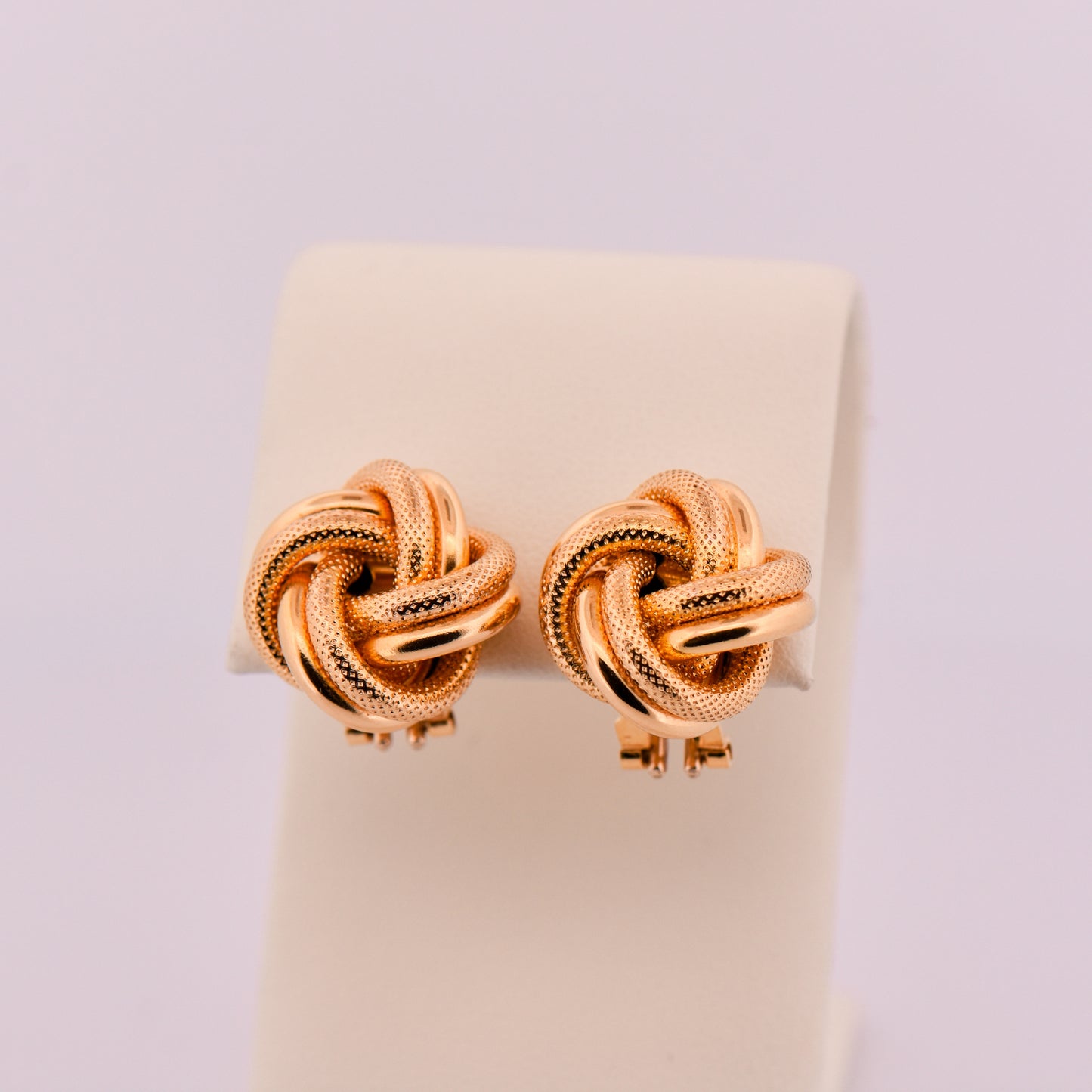 Italian Gold Love Knot Earrings with Omega Backs