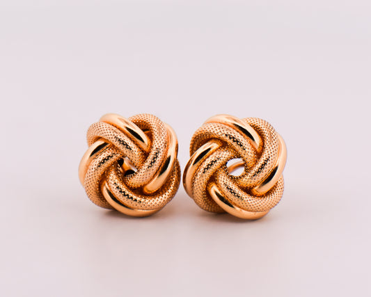 Italian Gold Love Knot Earrings with Omega Backs