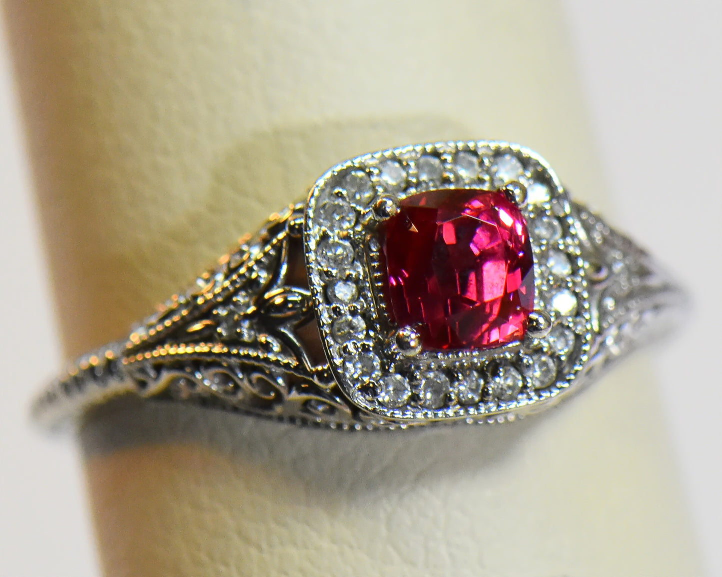 Jedi Spinel Filigree Engagement Ring