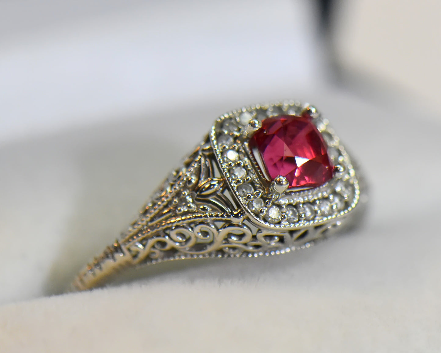 Jedi Spinel Filigree Engagement Ring