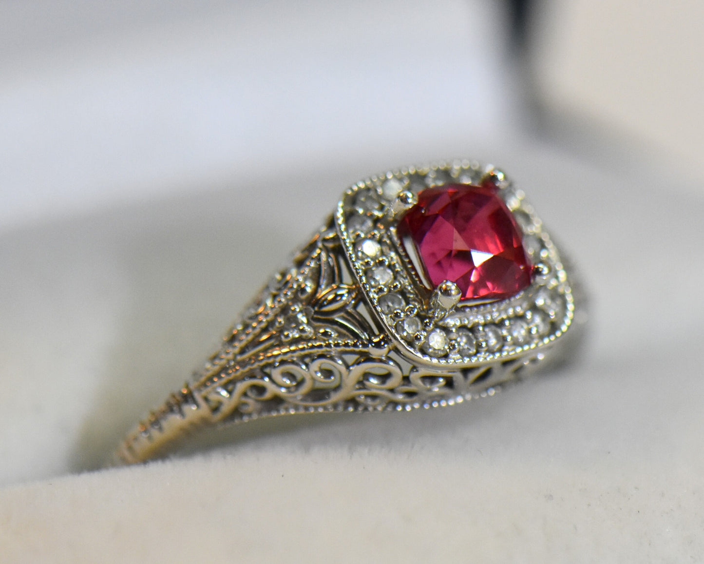 Jedi Spinel Filigree Engagement Ring