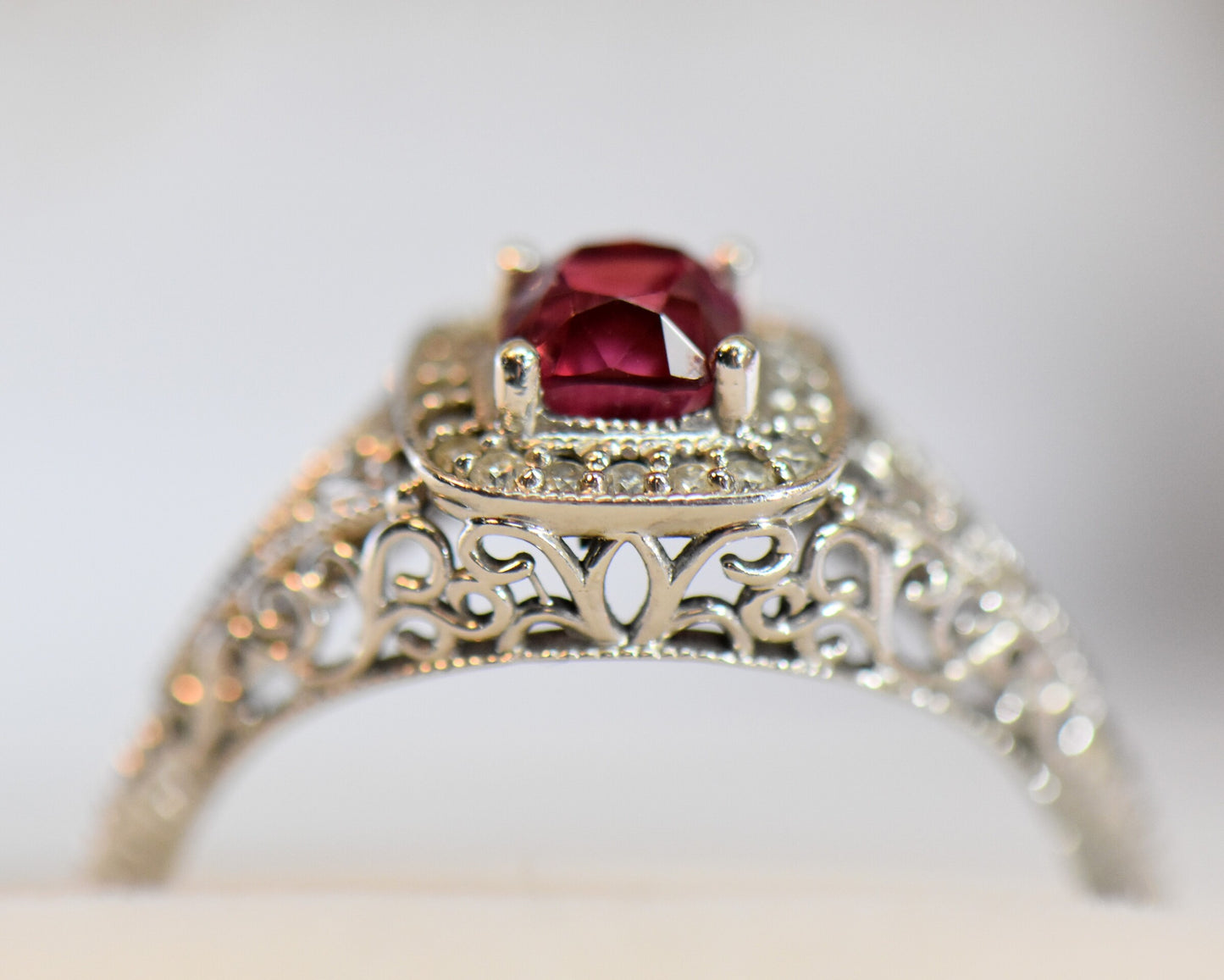 Jedi Spinel Filigree Engagement Ring