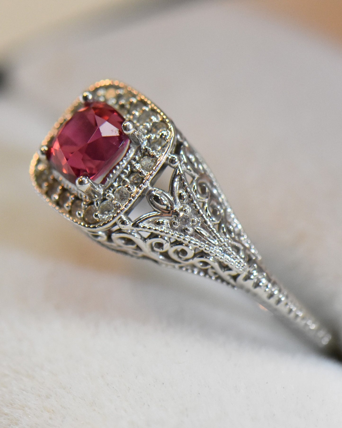 Jedi Spinel Filigree Engagement Ring