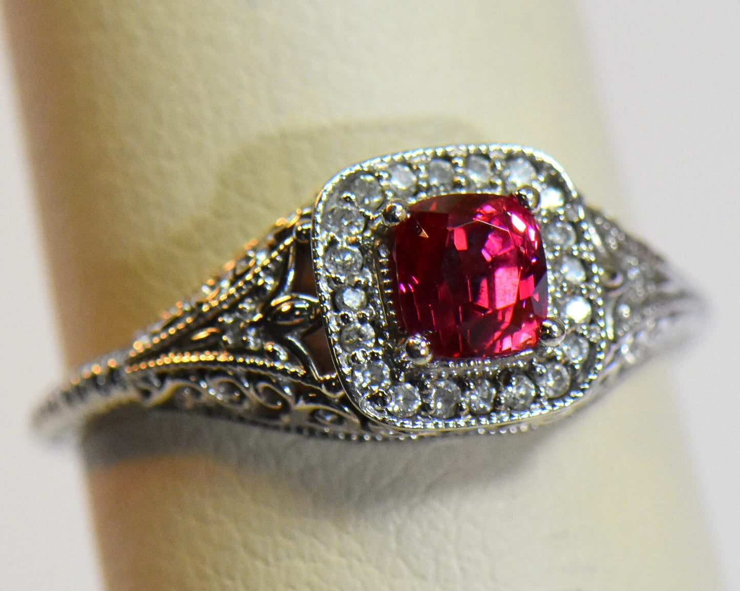 Jedi Spinel Filigree Engagement Ring
