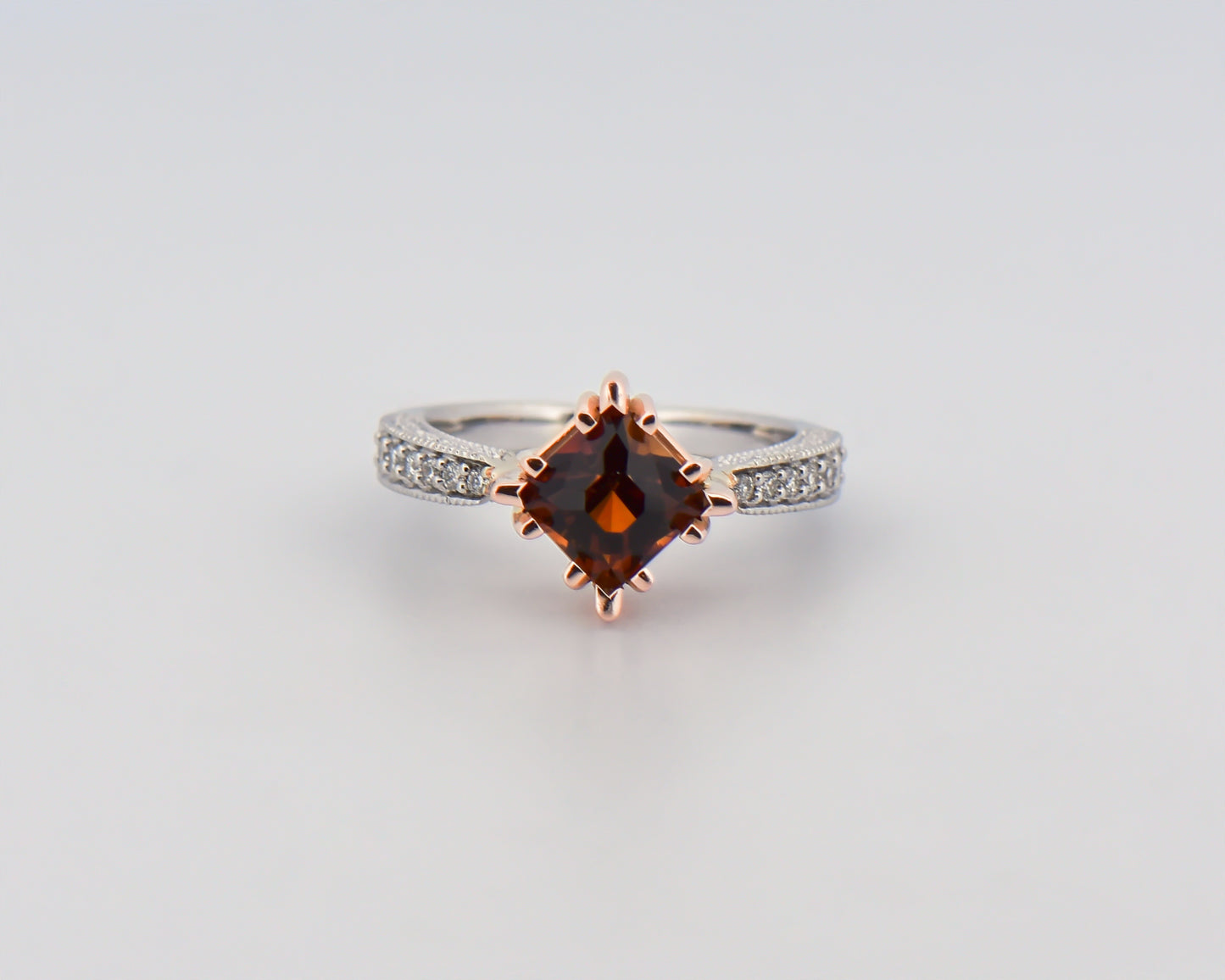 John Dyer Cut Cognac Tourmaline & Diamond Ring