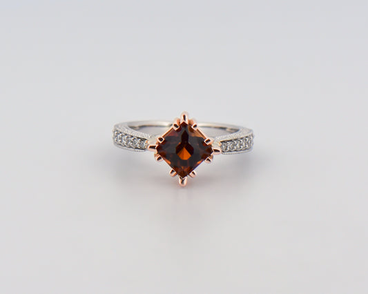 John Dyer Cut Cognac Tourmaline & Diamond Ring