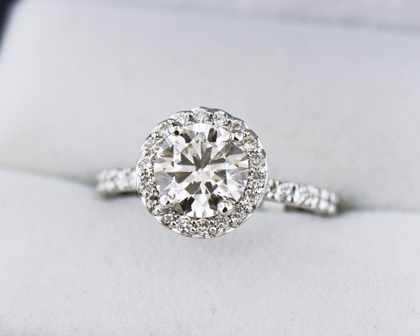 Lab Created Diamond Engagement Ring 2ctw Round Halo