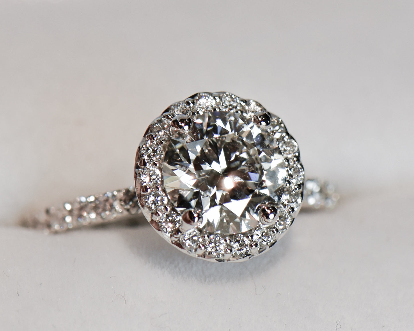Lab Created Diamond Engagement Ring 2ctw Round Halo