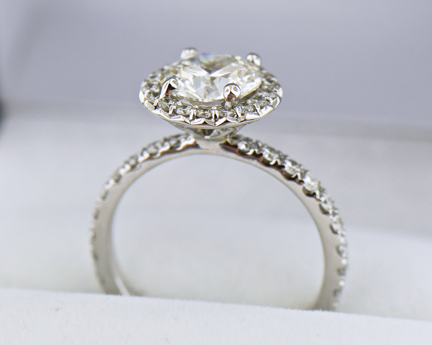 Lab Created Diamond Engagement Ring 2ctw Round Halo