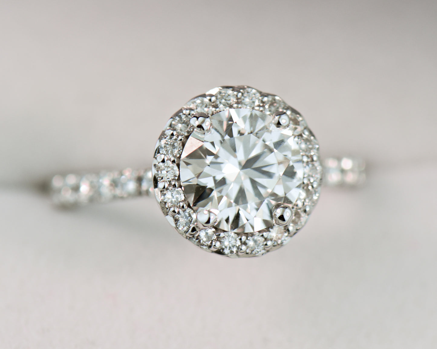 Lab Created Diamond Engagement Ring 2ctw Round Halo